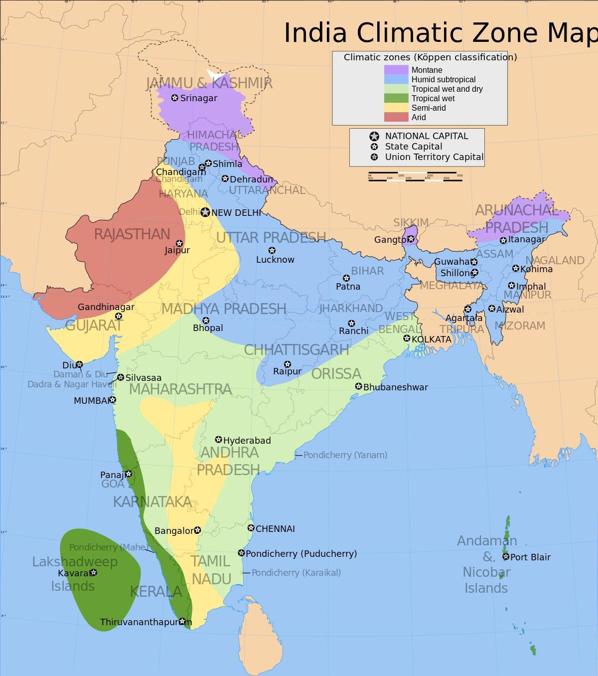 خريطة درجة الحرارة الهند