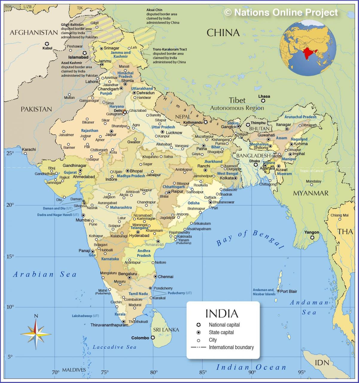 خريطة من البلد هند