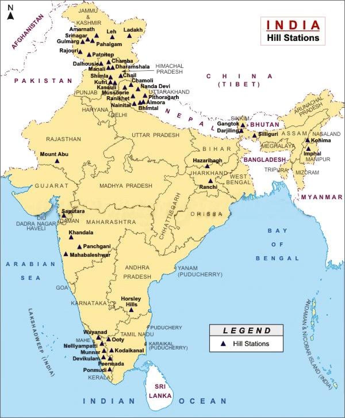 خريطة جبال في الهند