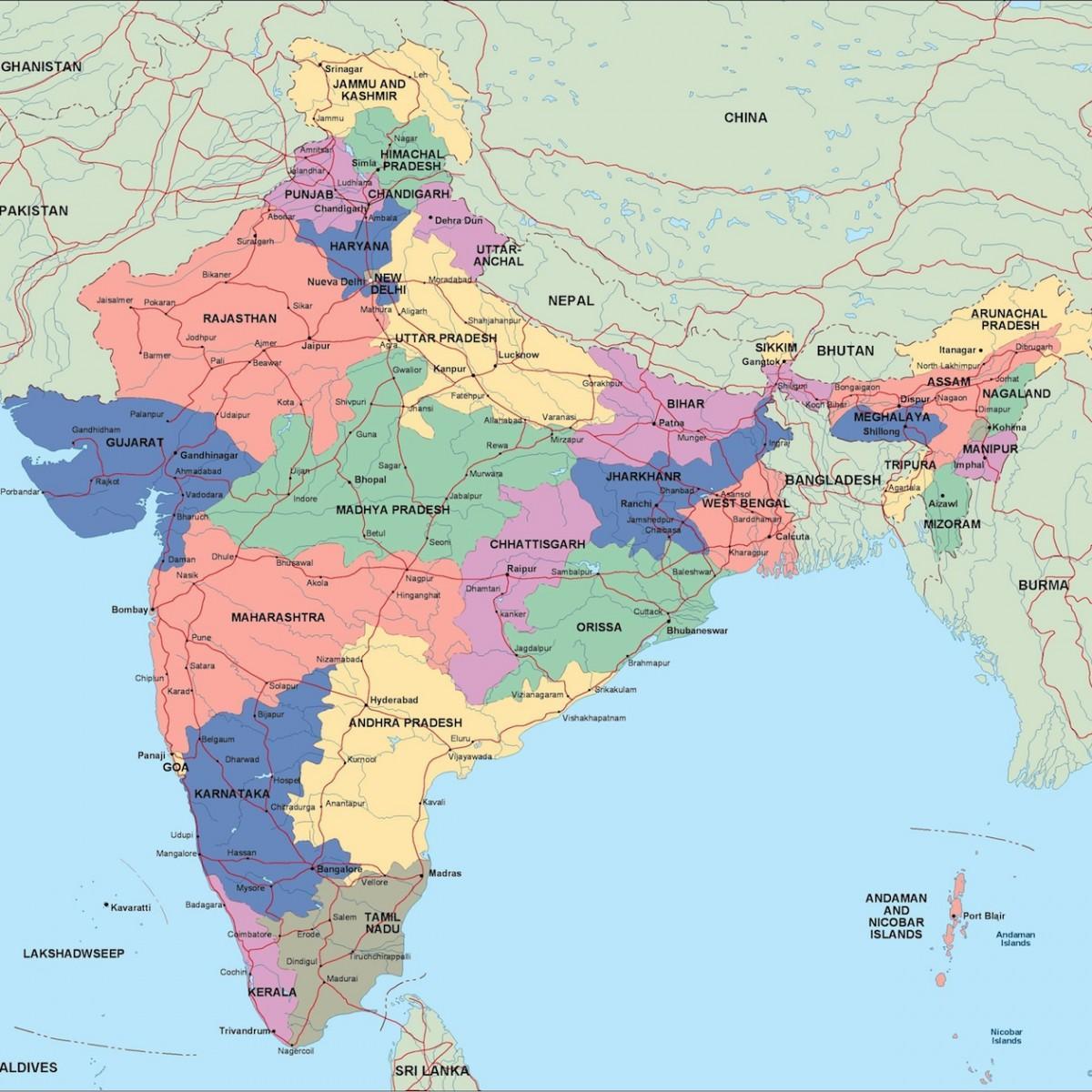 خريطة الهند الإدارية