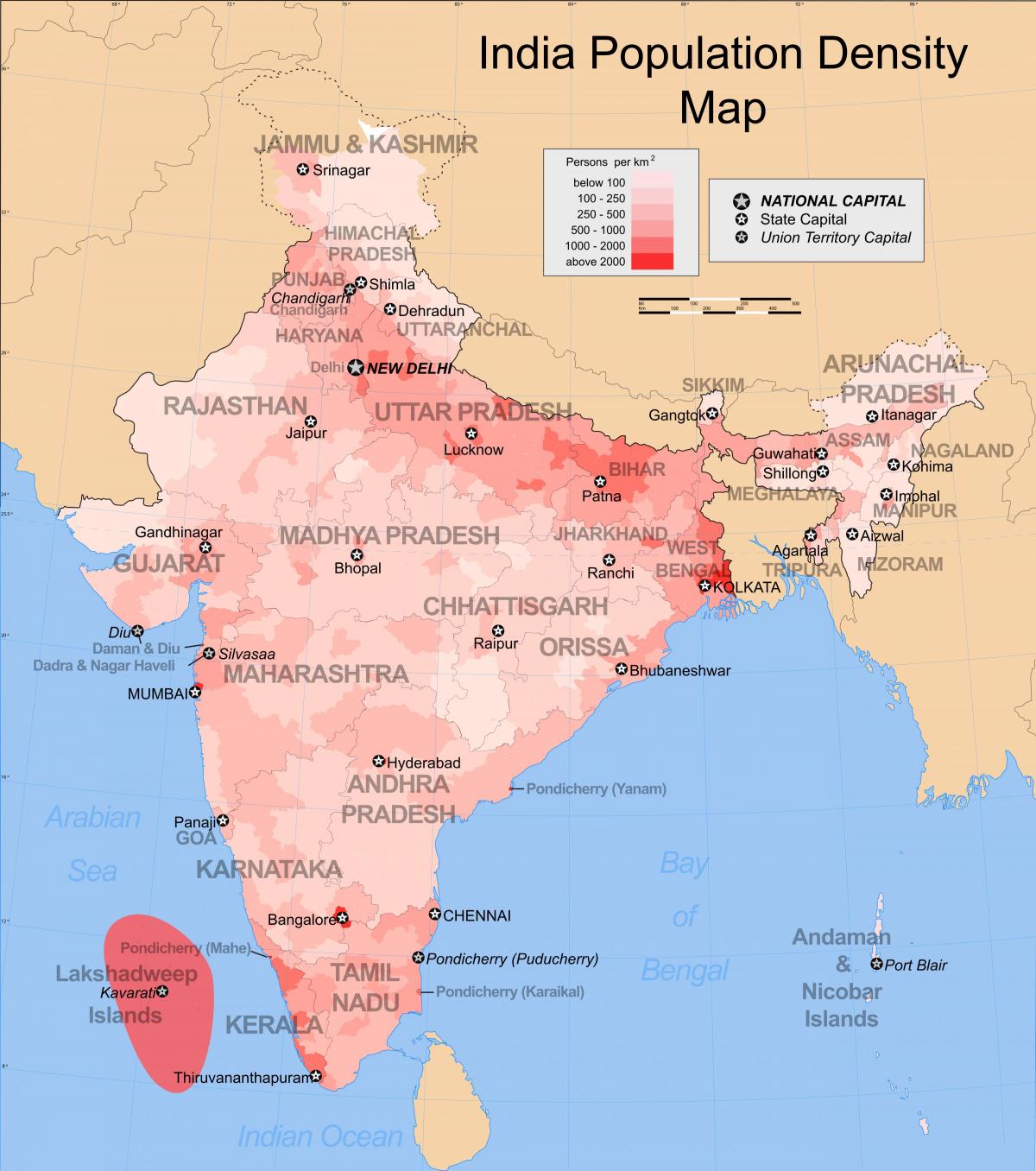 خريطة كثافة الهند