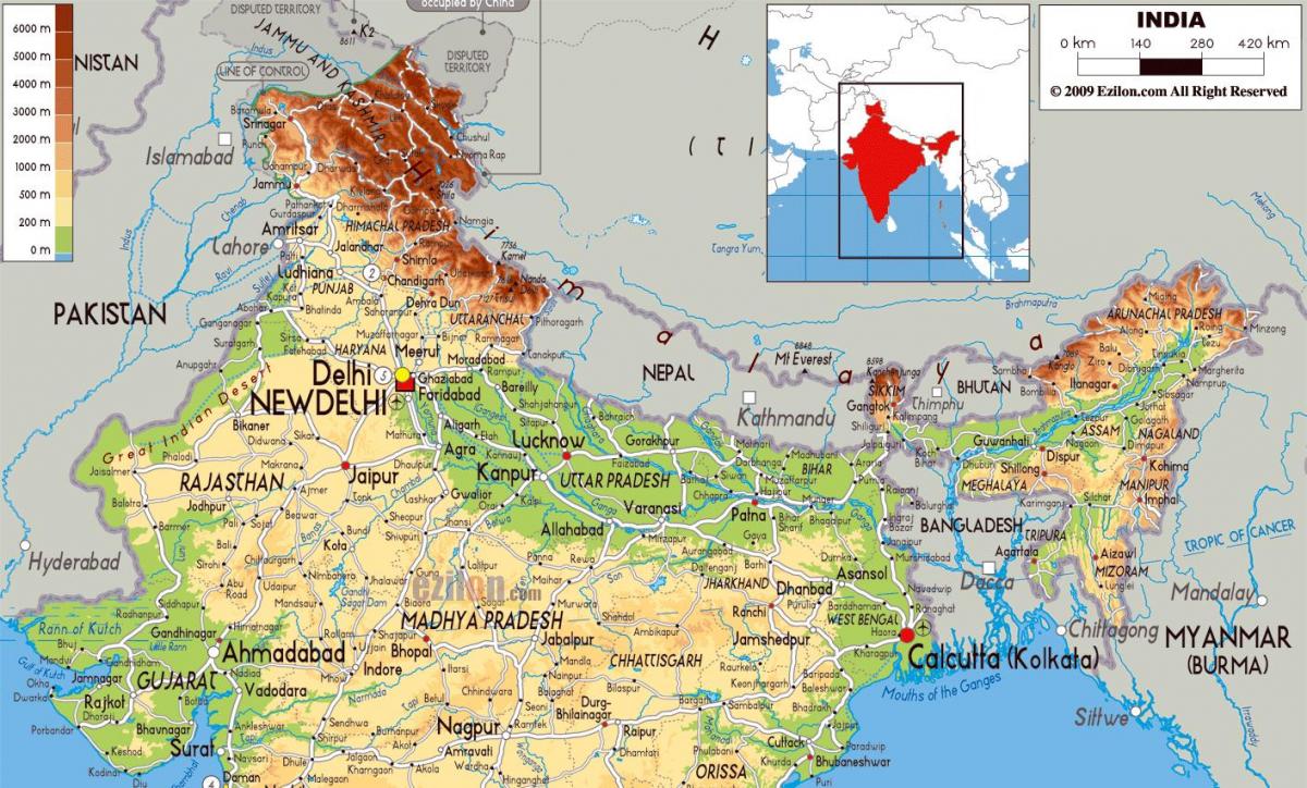 خريطة شمال الهند